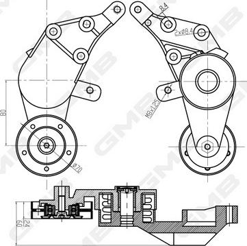 GMB GAT21150 - Натяжитель, поликлиновый ремень autospares.lv