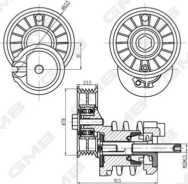 GMB GAT21160 - Натяжитель, поликлиновый ремень autospares.lv