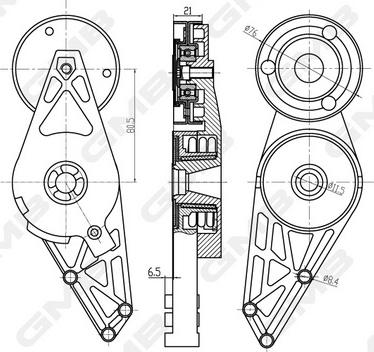 GMB GAT21100 - Натяжитель, поликлиновый ремень autospares.lv