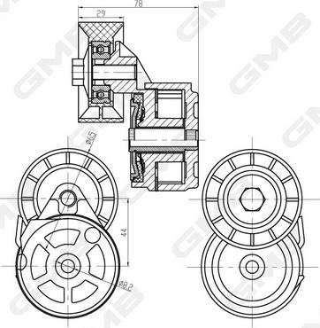 GMB GAT21220 - Натяжитель, поликлиновый ремень autospares.lv