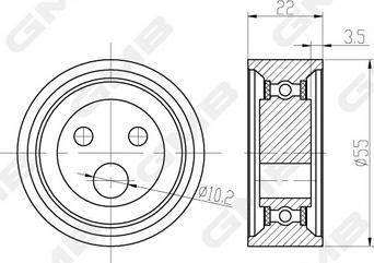 GMB GT60090 - Натяжной ролик, зубчатый ремень ГРМ autospares.lv