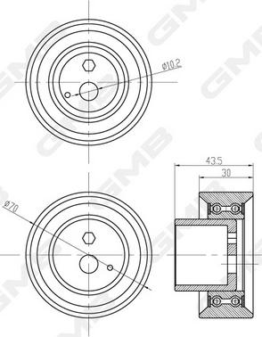 GMB GT80760 - Натяжной ролик, зубчатый ремень ГРМ autospares.lv