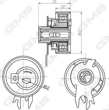 GMB GTB0450 - Натяжной ролик, зубчатый ремень ГРМ autospares.lv