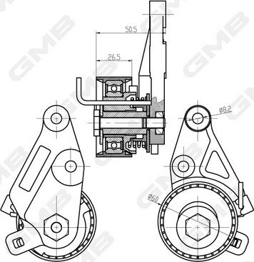 GMB GTB0410 - Натяжной ролик, зубчатый ремень ГРМ autospares.lv