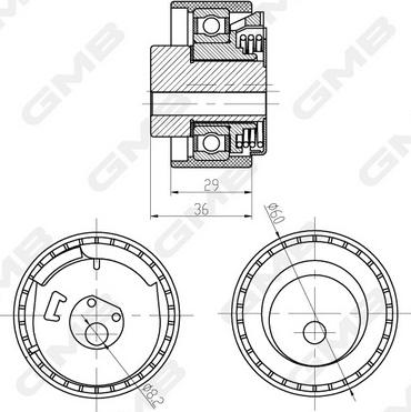 GMB GTB0470 - Натяжной ролик, зубчатый ремень ГРМ autospares.lv