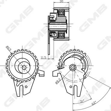 GMB GTB0560 - Натяжной ролик, зубчатый ремень ГРМ autospares.lv