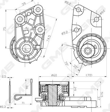 GMB GTB0010 - Натяжной ролик, зубчатый ремень ГРМ autospares.lv