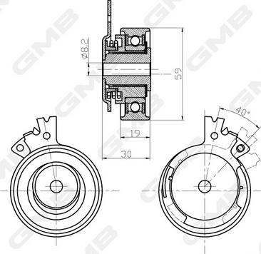 GMB GTB0020 - Натяжной ролик, зубчатый ремень ГРМ autospares.lv