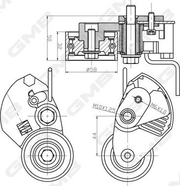 GMB GTB0070 - Натяжной ролик, зубчатый ремень ГРМ autospares.lv