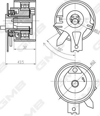 GMB GTB0100 - Натяжной ролик, зубчатый ремень ГРМ autospares.lv