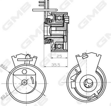 GMB GTB0110 - Натяжной ролик, зубчатый ремень ГРМ autospares.lv