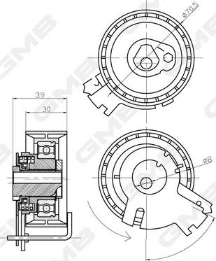 GMB GTB0120 - Натяжной ролик, зубчатый ремень ГРМ autospares.lv