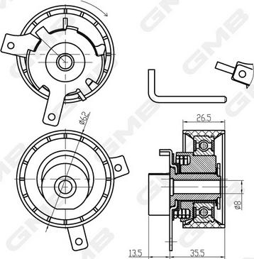 GMB GTB0860 - Натяжной ролик, зубчатый ремень ГРМ autospares.lv