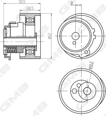 GMB GTB0870 - Натяжной ролик, зубчатый ремень ГРМ autospares.lv