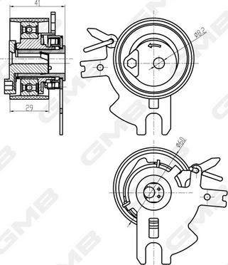 GMB GTB0340 - Натяжной ролик, зубчатый ремень ГРМ autospares.lv