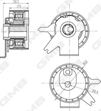 GMB GTB0350 - Натяжной ролик, зубчатый ремень ГРМ autospares.lv