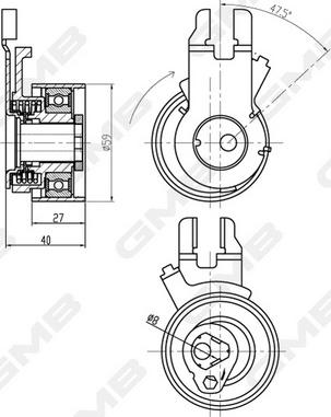 GMB GTB0330 - Натяжной ролик, зубчатый ремень ГРМ autospares.lv