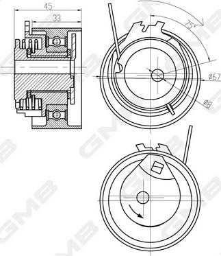 GMB GTB0370 - Натяжной ролик, зубчатый ремень ГРМ autospares.lv