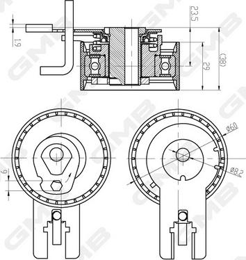 GMB GTB0200 - Натяжной ролик, зубчатый ремень ГРМ autospares.lv