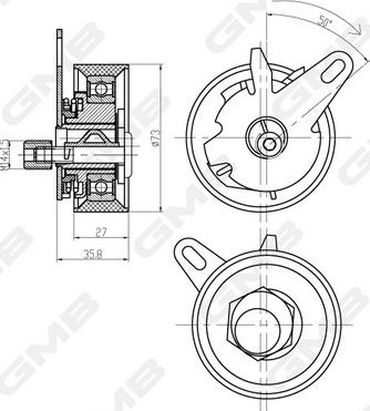 GMB GTB0700 - Натяжной ролик, зубчатый ремень ГРМ autospares.lv