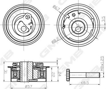 GMB GTB0780 - Натяжной ролик, зубчатый ремень ГРМ autospares.lv