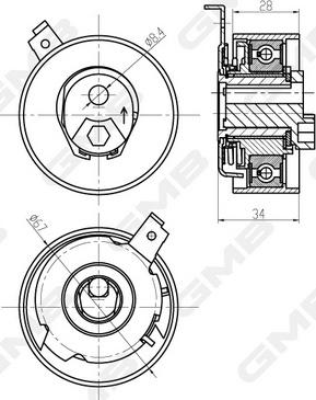 GMB GTB1350 - Натяжной ролик, зубчатый ремень ГРМ autospares.lv