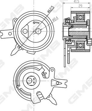 GMB GTB1380 - Натяжной ролик, зубчатый ремень ГРМ autospares.lv