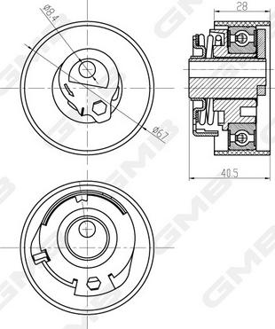 GMB GTB1280 - Натяжной ролик, зубчатый ремень ГРМ autospares.lv