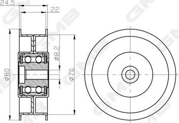 GMB GTC0430 - Направляющий ролик, зубчатый ремень ГРМ autospares.lv