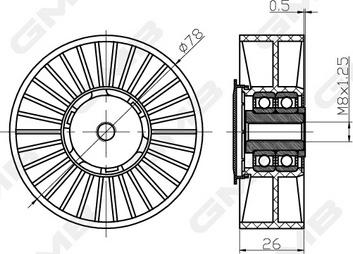 GMB GTC0580 - Направляющий ролик, зубчатый ремень ГРМ autospares.lv