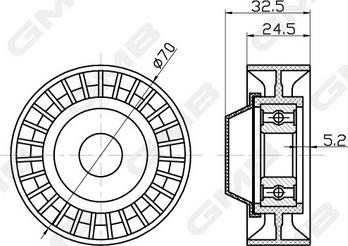 GMB GTC0610 - Направляющий ролик, зубчатый ремень ГРМ autospares.lv