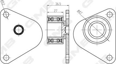 GMB GTC0380 - Направляющий ролик, зубчатый ремень ГРМ autospares.lv