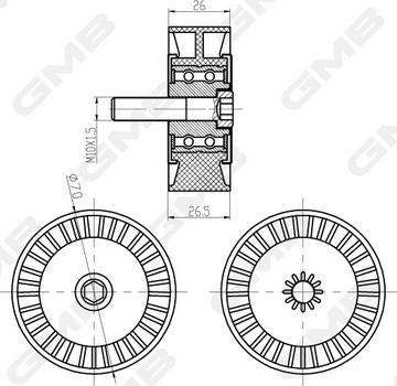 GMB GTC1400 - Направляющий ролик, зубчатый ремень ГРМ autospares.lv