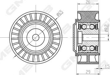 GMB GTC1410 - Направляющий ролик, зубчатый ремень ГРМ autospares.lv