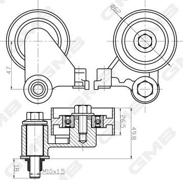 GMB GTC1040 - Направляющий ролик, зубчатый ремень ГРМ autospares.lv