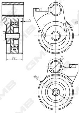 GMB GTC1300 - Направляющий ролик, зубчатый ремень ГРМ autospares.lv