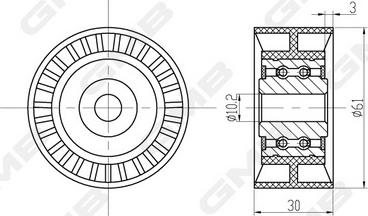 GMB GTC1320 - Направляющий ролик, зубчатый ремень ГРМ autospares.lv