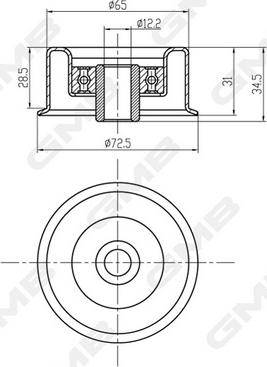 GMB GTC1290 - Направляющий ролик, зубчатый ремень ГРМ autospares.lv