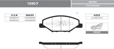 GoodWill 1090 F - Тормозные колодки, дисковые, комплект autospares.lv