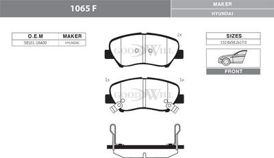 GoodWill 1065 F - Тормозные колодки, дисковые, комплект autospares.lv