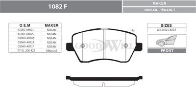 GoodWill 1082 F - Тормозные колодки, дисковые, комплект autospares.lv