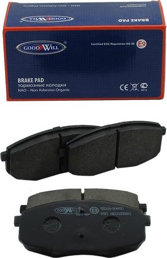 GoodWill 1074 F - Тормозные колодки, дисковые, комплект autospares.lv