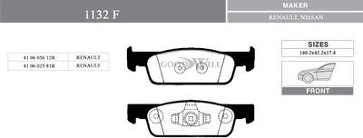 GoodWill 1132F - Тормозные колодки, дисковые, комплект autospares.lv