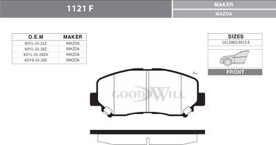 GoodWill 1121 F - Тормозные колодки, дисковые, комплект autospares.lv