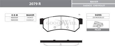 GoodWill 2079 R - Тормозные колодки, дисковые, комплект autospares.lv