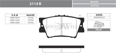 GoodWill 2114 R - Тормозные колодки, дисковые, комплект autospares.lv