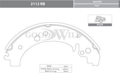 GoodWill 2112 RB - Комплект тормозных колодок, барабанные autospares.lv