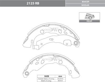 GoodWill 2125 RB - Комплект тормозных колодок, барабанные autospares.lv