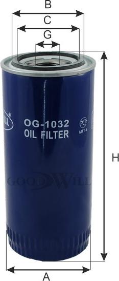 GoodWill OG 1032 - Масляный фильтр autospares.lv