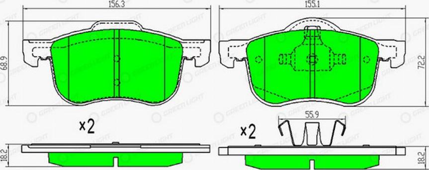 Green Light GLBP0110 - Тормозные колодки, дисковые, комплект autospares.lv